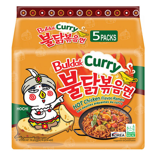 Buldak Hot Chicken Ramyeon (Curry), 5 x 140g