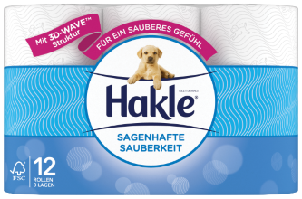 Hakle toilet paper fabulous cleanliness white 3-ply 12 rolls