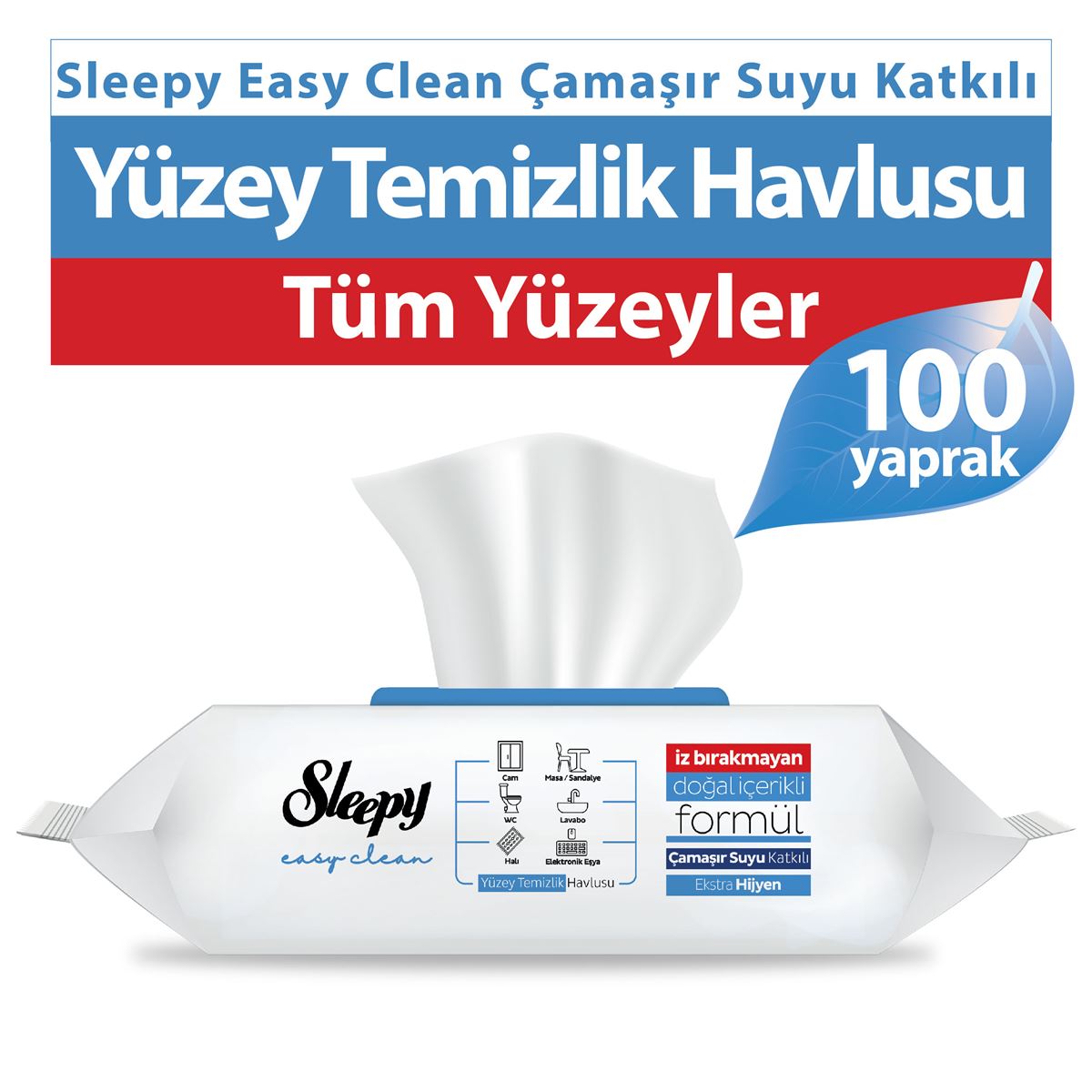 Easy Clean Surface Cleaning Wipes with Bleach Addition - Blue
