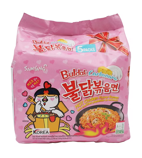 🍜 Buldak Hot Chicken Ramen Carbonara – 5er Box (650 g)