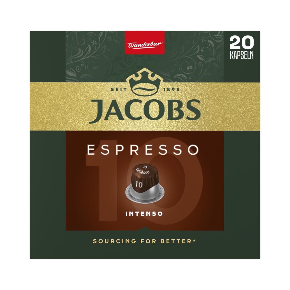 Jacobs Espresso 10 Intenso – 20 Aluminiumkapseln für Nespresso® Maschinen