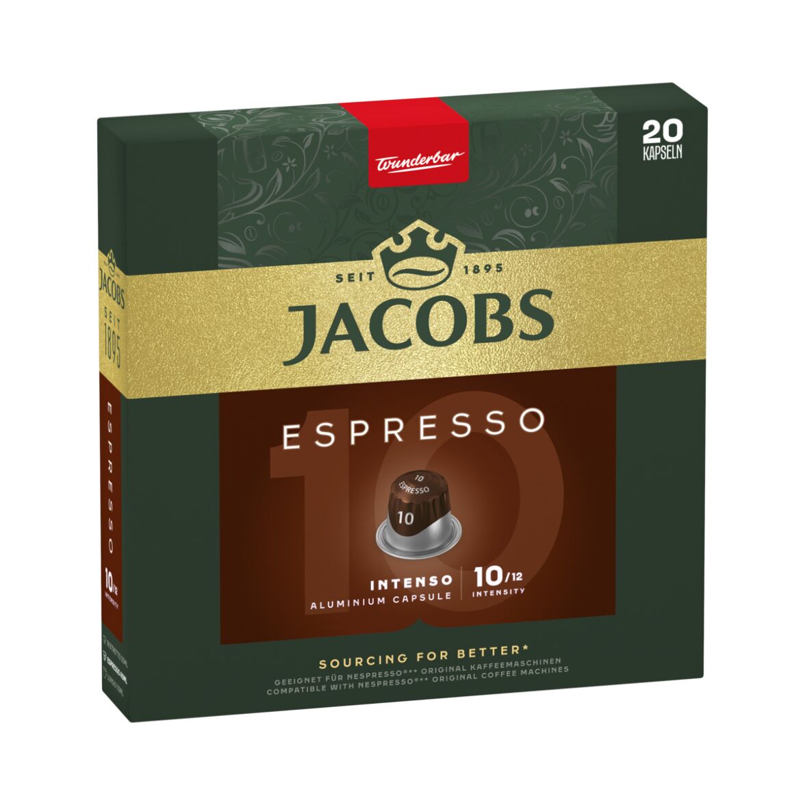 Jacobs Espresso 10 Intenso – 20 Aluminiumkapseln für Nespresso® Maschinen