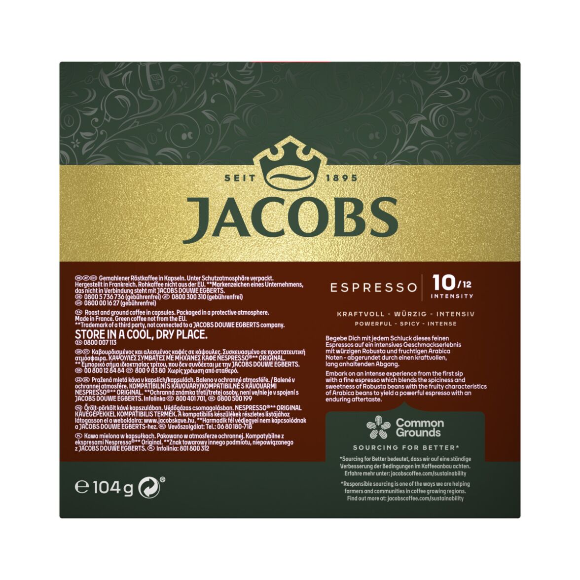 Jacobs Espresso 10 Intenso – 20 Aluminiumkapseln für Nespresso® Maschinen