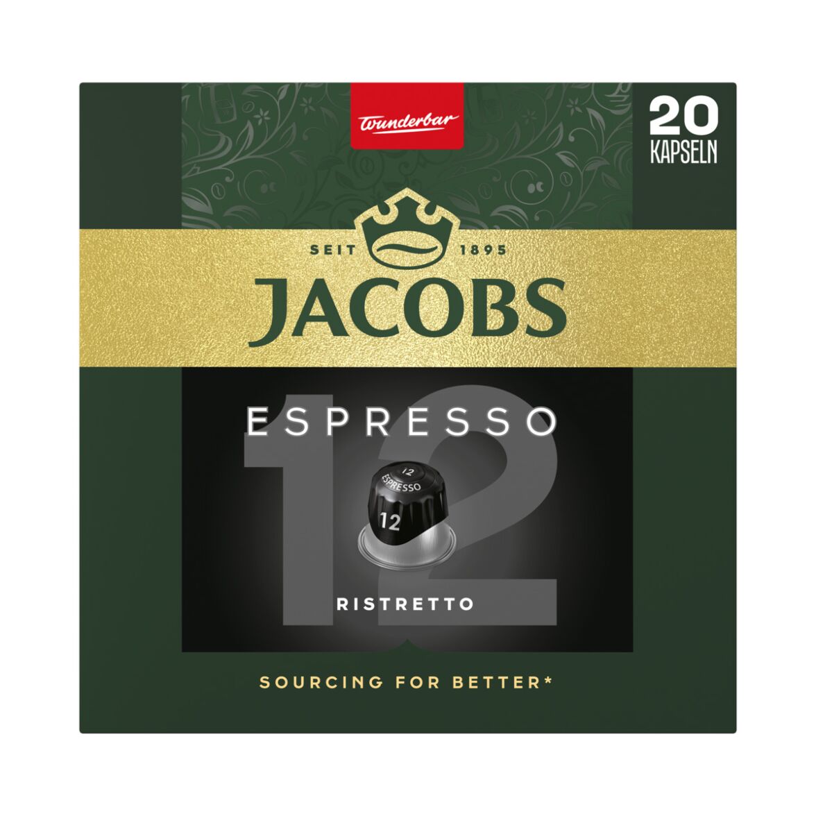 Jacobs Espresso 12 Ristretto – 20 Aluminiumkapseln kompatibel mit Nespresso® Maschinen