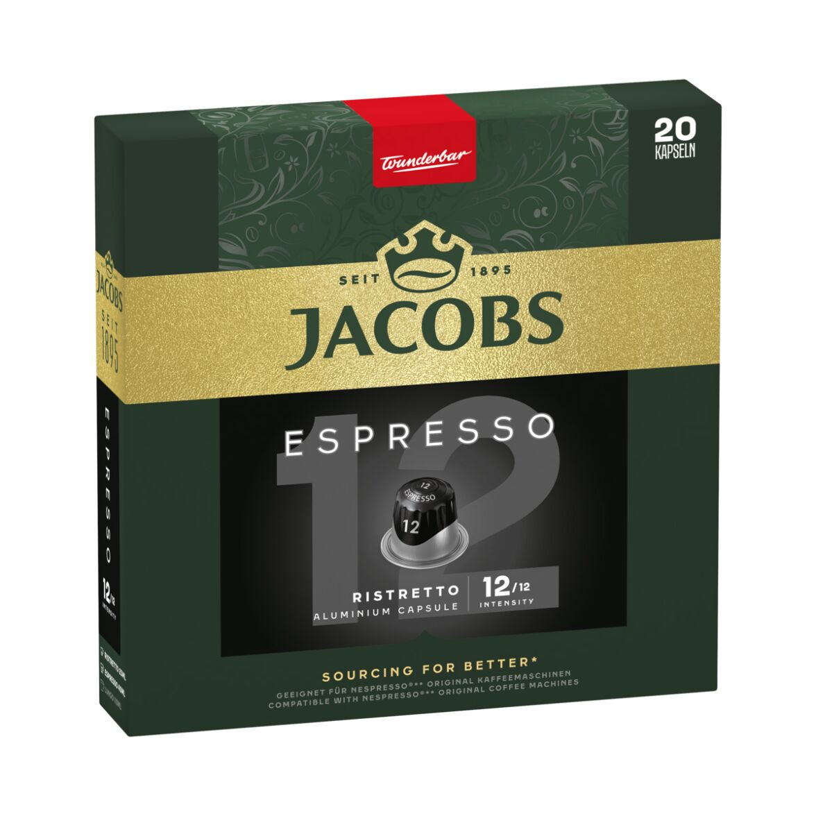 Jacobs Espresso 12 Ristretto – 20 Aluminiumkapseln kompatibel mit Nespresso® Maschinen