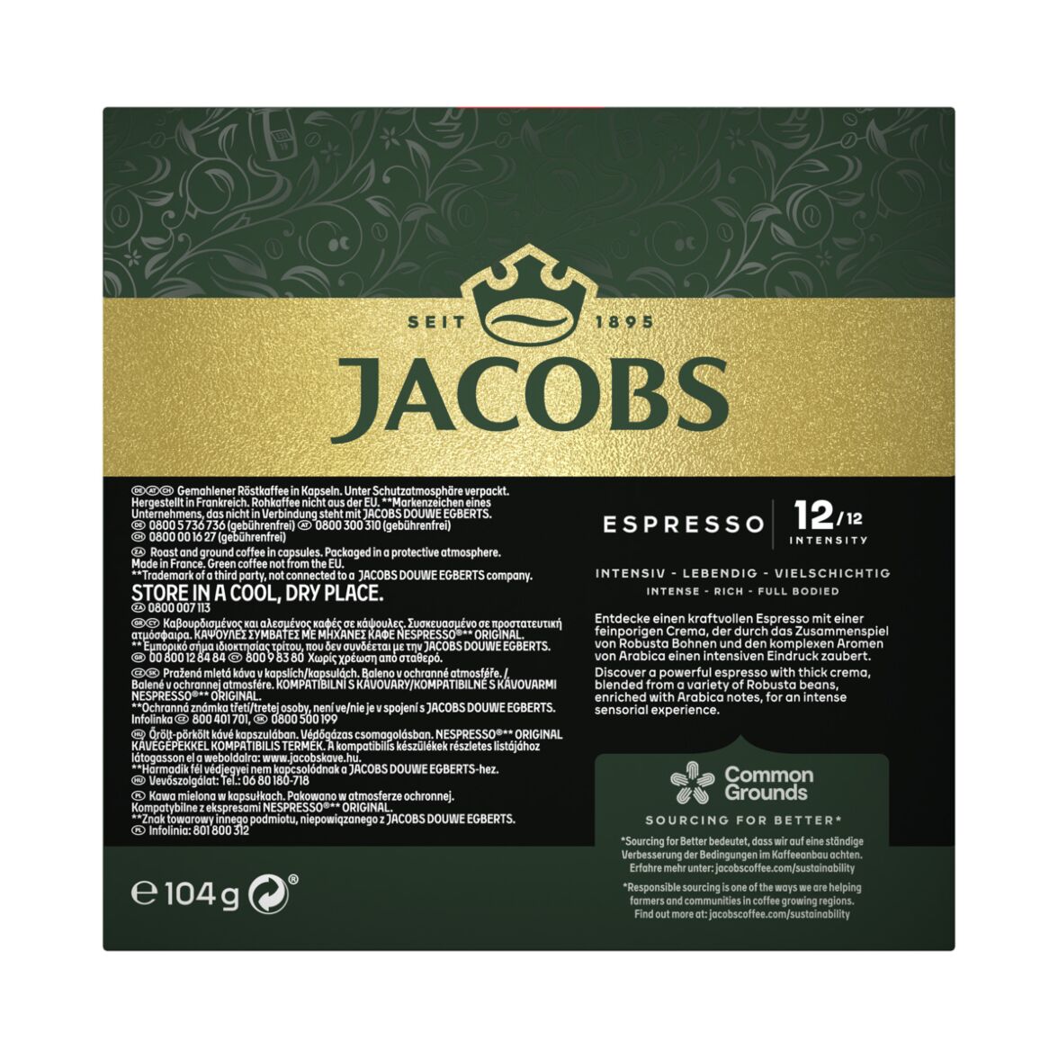 Jacobs Espresso 12 Ristretto – 20 Aluminiumkapseln kompatibel mit Nespresso® Maschinen