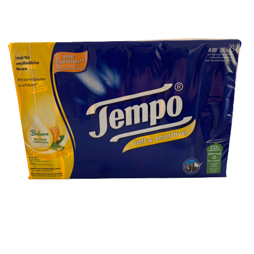 Tempo handkerchiefs Soft & Sensitive Balm with almond oil
