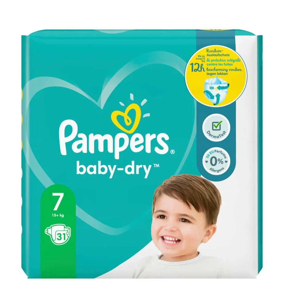 Pampers Baby-Dry XXL taille 7, 15+ kg 31 pièces – Meno-Shop