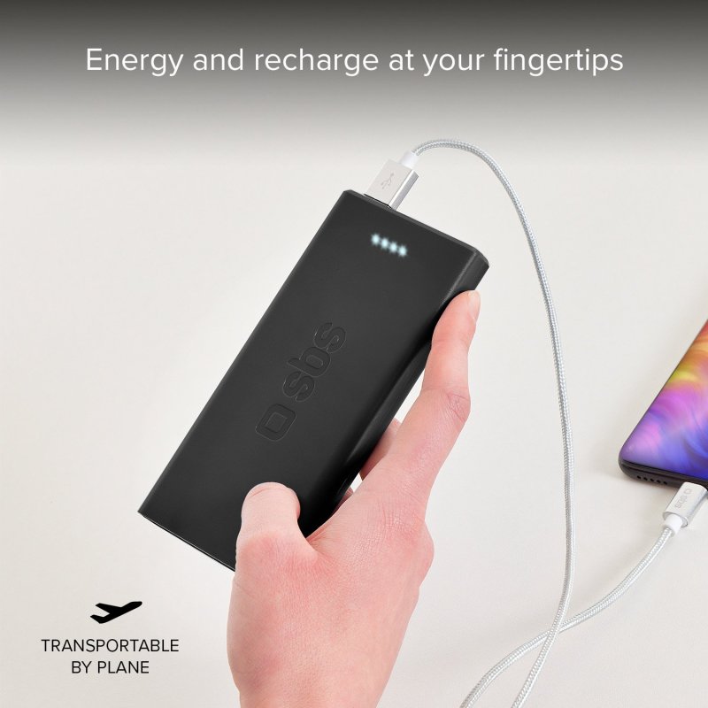 Charge rapide de la banque d'alimentation avec 10 000 mAh et 2 USB