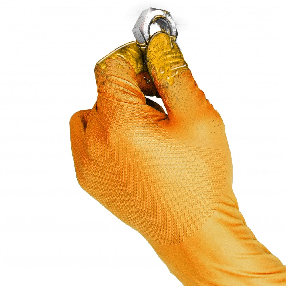 Gants de travail en nitrile non poudrés orange 9/L