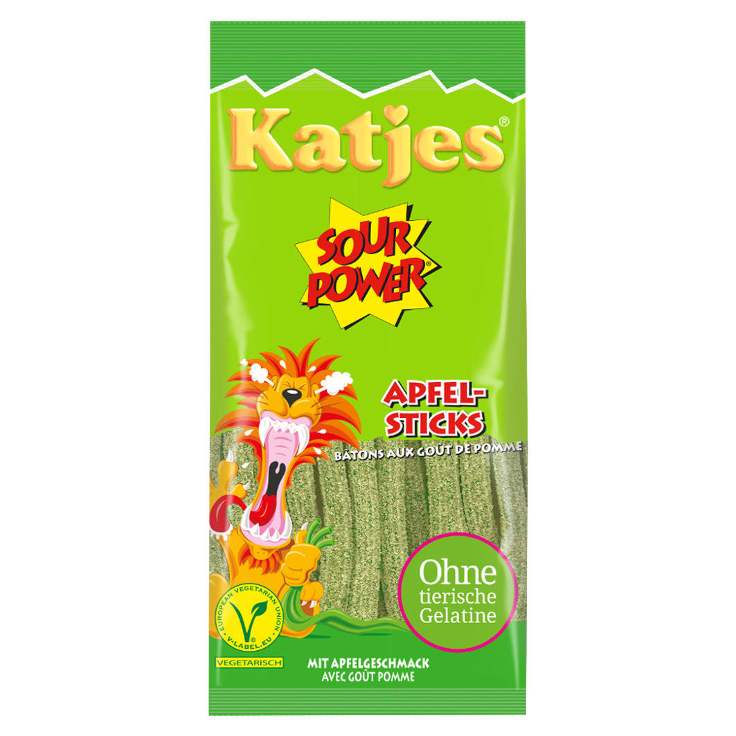 Katjes Sour Power bâtonnets de pomme carton 36 x 100 g