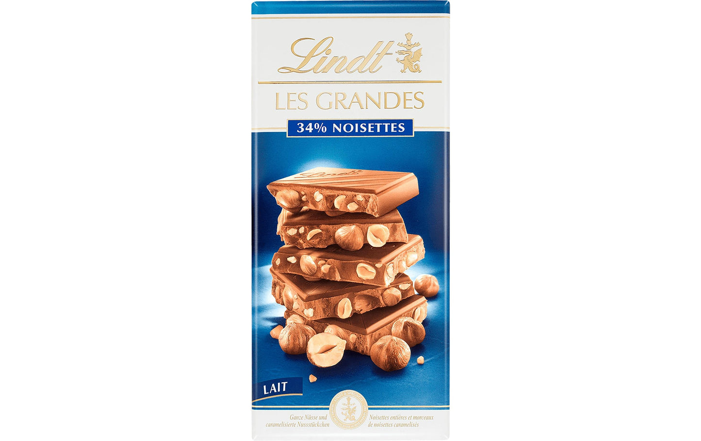 Tablette de chocolat Lindt Les Grandes lait noix 150 g