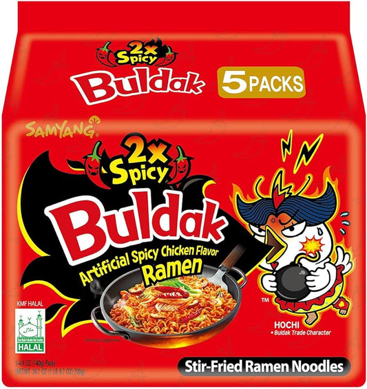 Buldak Hot Chicken Ramyeon 2x Spicy, 5 x 140g