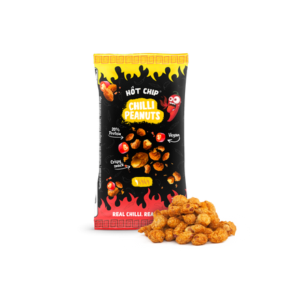 Hot Chip Chilli Peanuts 70 g – Knusprige Chili-Erdnüsse, vegan & proteinreich