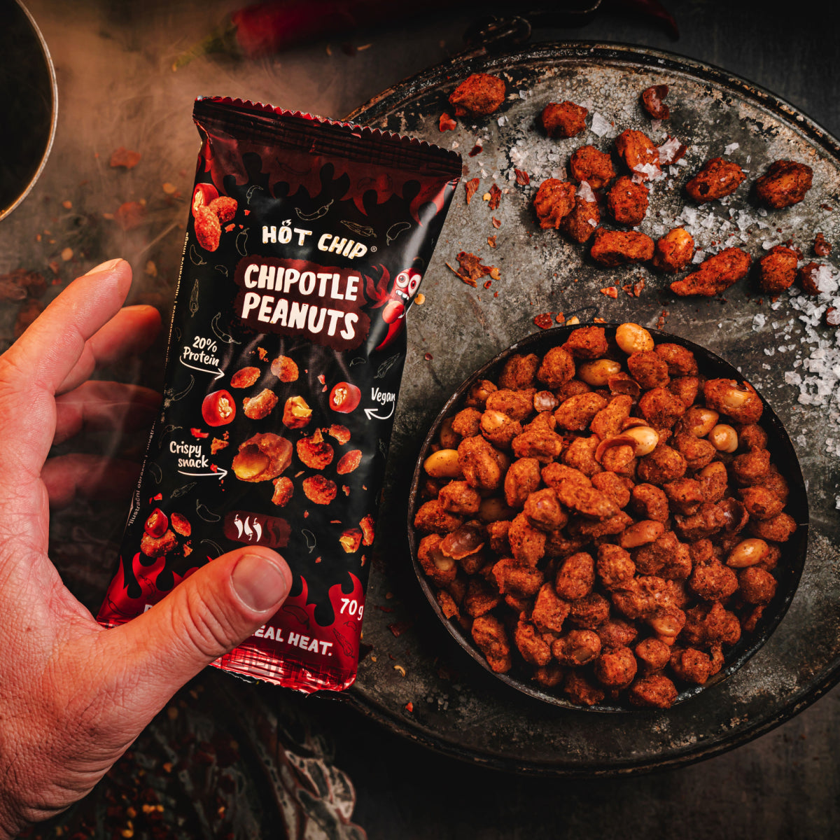 Chipotle Peanuts 70 g – Räucher-Chili-Erdnüsse mit Vollgummi