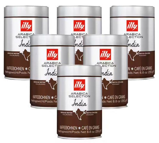 6 x 250 g - Grau Kaffee - Arabica Indien Auswahl - ILLY