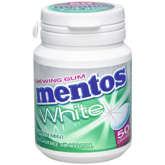 Mentos Gum Blanc Vert Menthe Bouteilles 75g