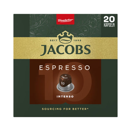 Jacobs Espresso 10 Intenso – 20 Aluminiumkapseln für Nespresso® Maschinen
