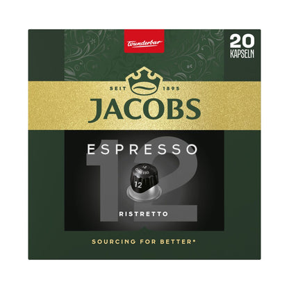 Jacobs Espresso 12 Ristretto – 20 Aluminiumkapseln kompatibel mit Nespresso® Maschinen
