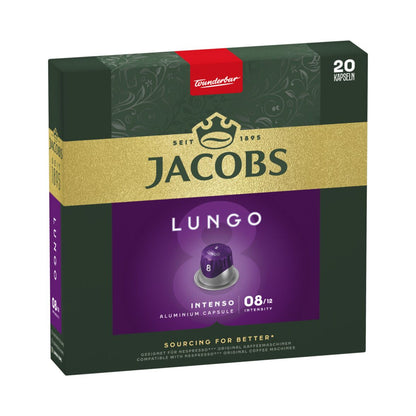 Jacobs Lungo 8 Intenso – 20 Aluminiumkapseln kompatibel mit Nespresso® Maschinen