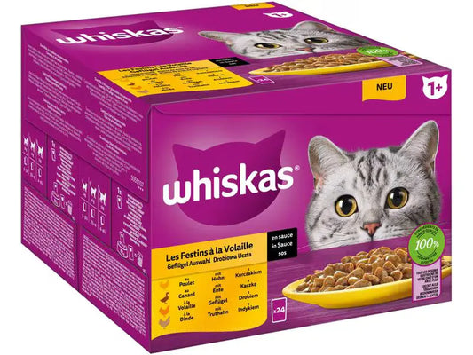 Whiskas 1+ Geflügel-Auswahl in Sauce (24 × 85 g)