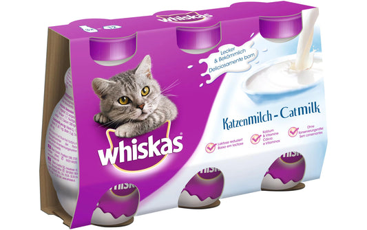 Whiskas Katzenmilch – Laktosereduzierte Milch für Katzen (24 × 200 ml)