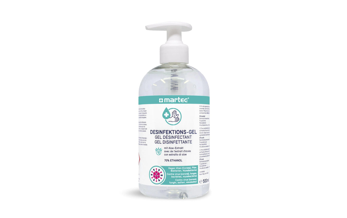 Gel désinfectant pour les mains avec pompe, 500 ml