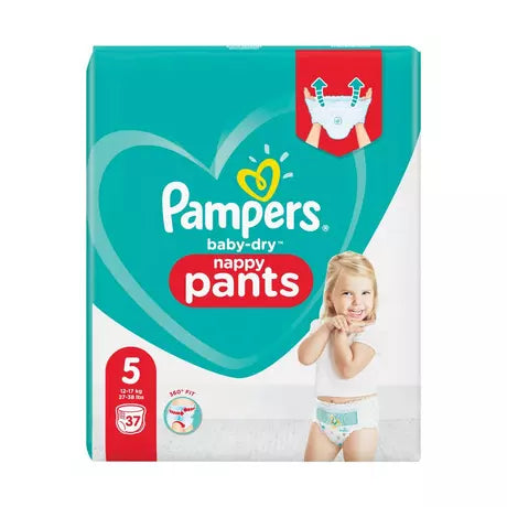 Pampers Baby-Dry Pantalon Junior Taille 5, 12-17 kg 37 pièces